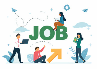 Job Search Concept: Business Professionals Reviewing Job Application Checklist, Career Opportunities, and Employment Search Process