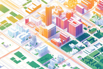 Innovative Zonal Architecture Design: A Detailed Visual Representation of Urban Planning and Functionality Through Spatial Zoning and Isometric Elements
