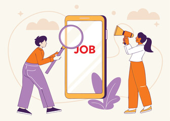 Join Us! Engaging Illustration of a Person Pointing at a Bold 'Join Us' Message, Invitation and Call to Action Concept
