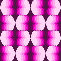 Geometric shading pastel color abstract seamless background pattern graphic shape.Pantone monochrome template element.Optical vector repeat for print, pink heart
