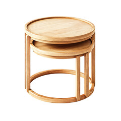Elegant Wooden Nest of Tables Modern Minimalist Design Warm Natural Wood Tones