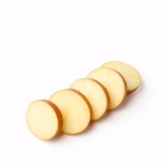 Freshly sliced potatoes on a white background