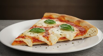 Delicious Pizza Slice Warm Lighting. AI Generated
