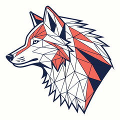 Modern Geometric Vector Illustration of a Polygonal Wolf Head in Vibrant Colors