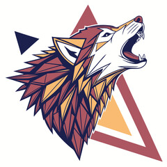 Modern Geometric Vector Illustration of a Polygonal Wolf Head in Vibrant Colors