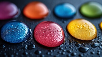 Colorful wet stones, close-up, dark background, spa