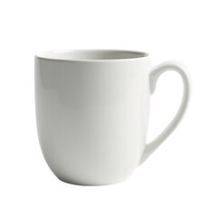 Plain white ceramic mug on a white background