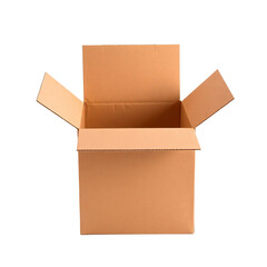 Open a Brown Cardboard Box Isolated on a White Background