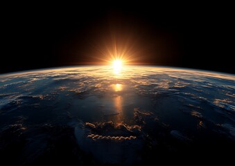 Earth sunrise from space, vast cosmos