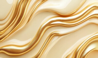 Liquid gold and cream swirls background for luxury beauty products