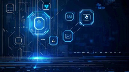 Mesmerizing futuristic background featuring blue neon lights. 