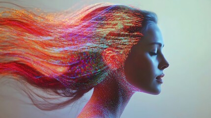 High-tech holographic hair projection displaying customizable digital patterns 