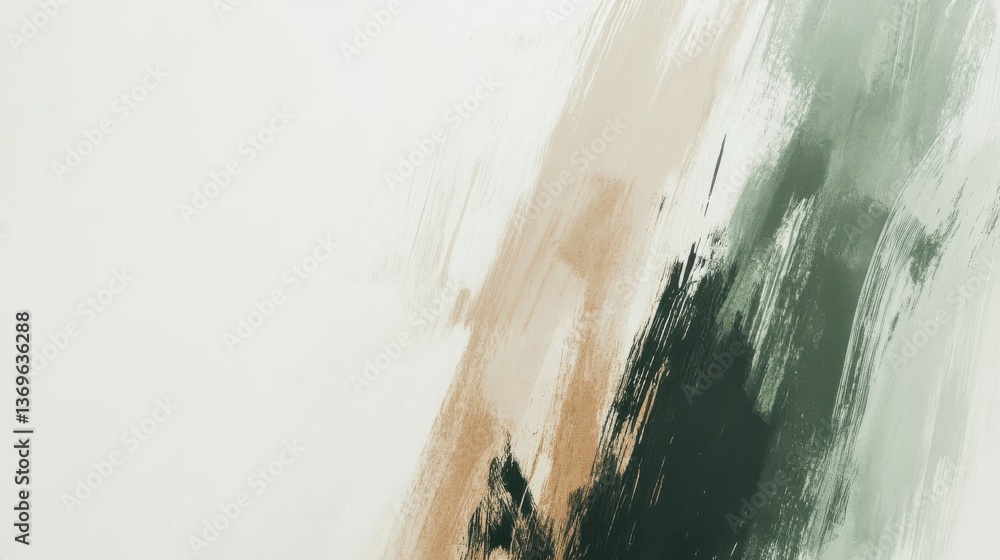 Poster Abstract brush strokes create a harmonious blend of soft colors on a light background, inviting contemplation and creativity