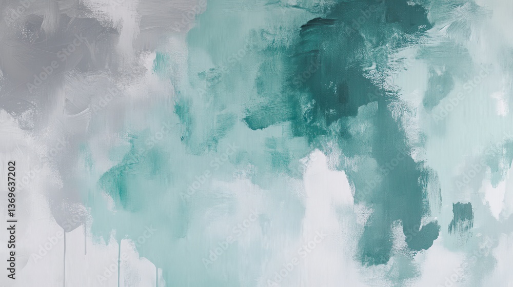 Poster soft pastel mint strokes blend harmoniously in a dreamy abstract artwork capturing tranquility and c