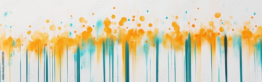 Poster Soft pencil strokes create vibrant dots and lines on a canvas featuring a blend of warm and cool tones in a unique design