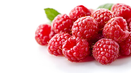 Fresh raspberries isolated on white background highlighting their plump shape and tangy flavor