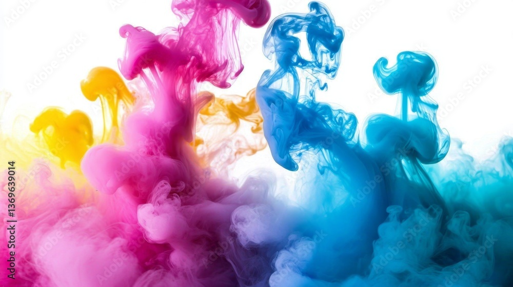 Poster artistic display of colorful ink swirls in motion