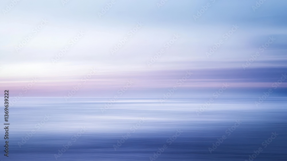 Poster soft pastel hues blend across the horizon at dawn, creating a tranquil seascape with gentle waves an