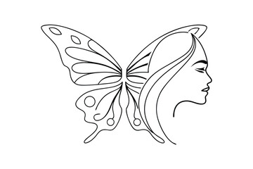 Elegant Butterfly Woman Line Art Beauty, Grace, Transformation, Symbolism, Nature