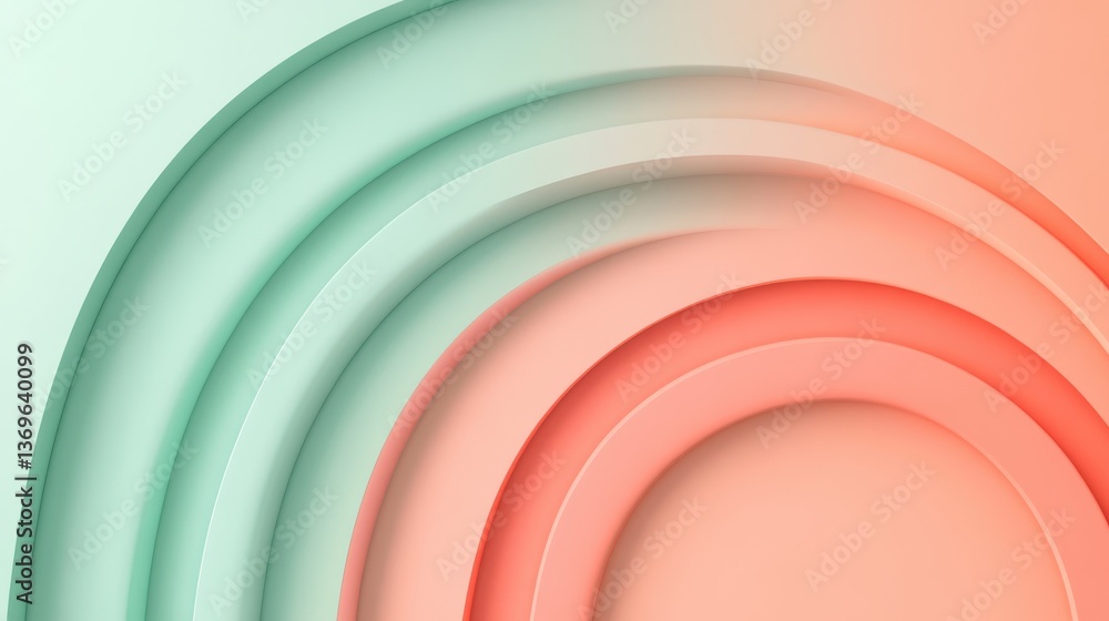 Aufkleber pastel mint and coral arcs create a soothing minimalist background perfect for modern design project