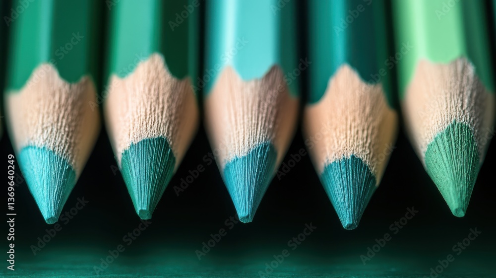 Poster gradient of green pencil strokes arranged in a minimalist design for artistic expression