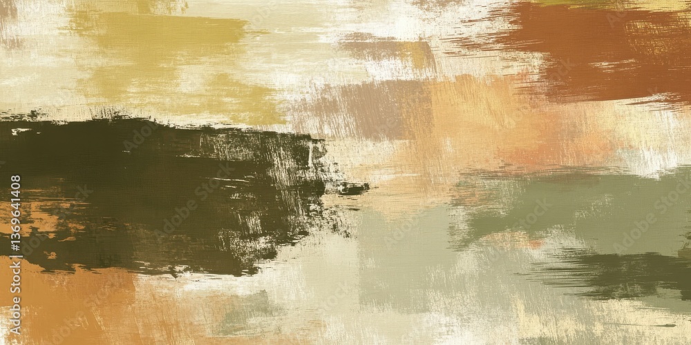 Poster layered textured illustration featuring rough strokes in warm and earthy tones creating a vibrant ba