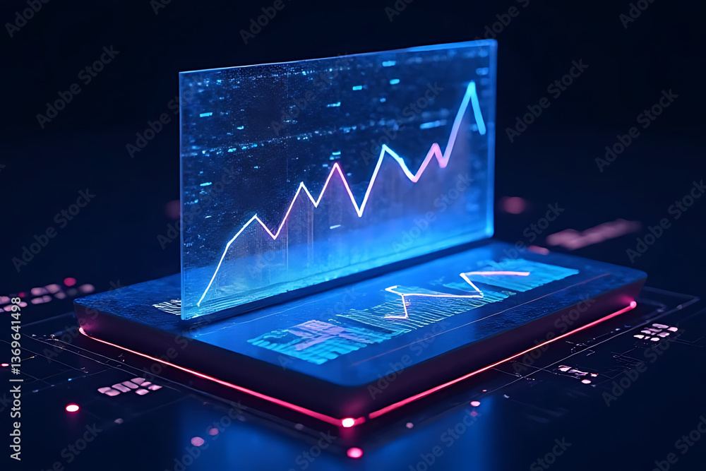 Aufkleber analyzing data trends digital interface infographic modern workspace aerial view technology insights