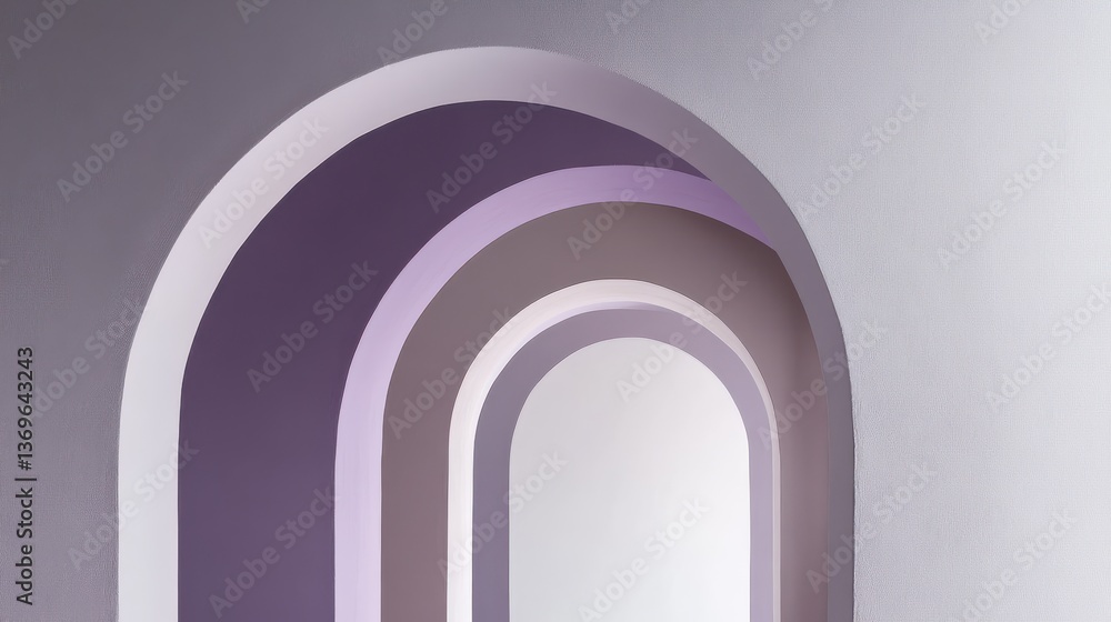 Poster Elegant muted lavender and gray arcs create a serene abstract composition in minimalist design