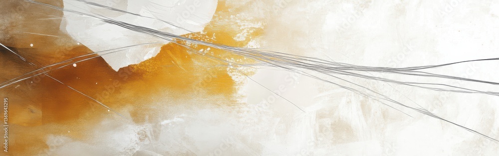 Poster Elegant artwork featuring muted amber pencil strokes and soft textures, creating a serene and abstract atmosphere