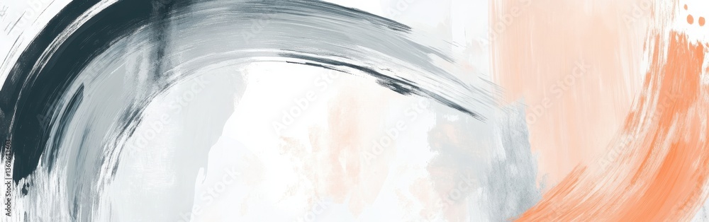 Poster Brushstrokes of peach and gray create a harmonious blend showcasing abstract artistry in curated space