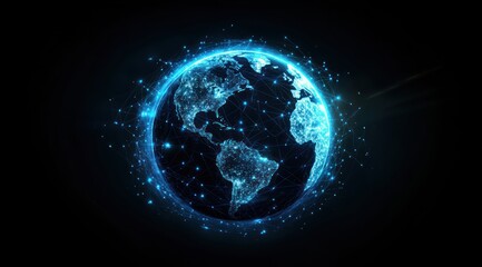 Fototapeta premium global network concept with glowing connections across the Earth