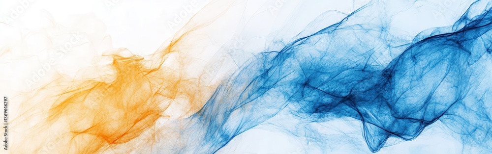 Poster abstract composition of flowing blue and orange pencil strokes creating a mesmerizing visual experie