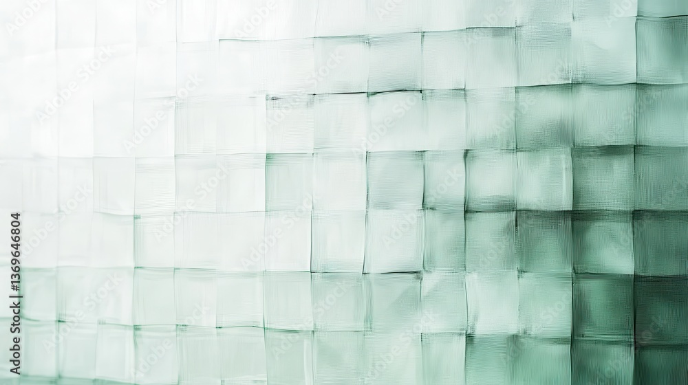Poster Abstract grid patterns in pastel mint and gray tones creating a modern textured surface