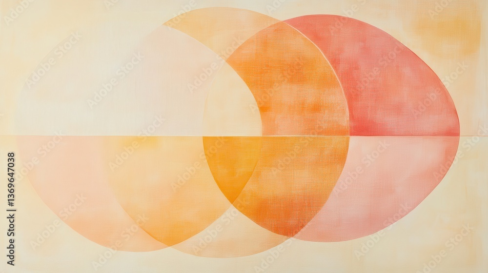 Poster Abstract blending of pastel amber and coral arcs creates a harmonious visual experience in soft colors