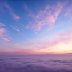 Obraz premium Serene Pink And Purple Sunset Above A Sea Of Clouds