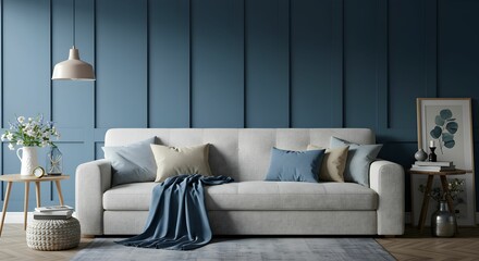 Sleek Blue-Hued Living Space