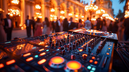 Fototapeta na wymiar Elegant DJ Setup at Evening Gala