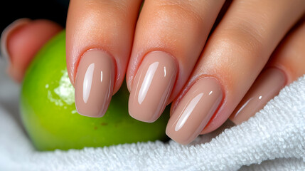 Close Up of Well Groomed Female Hands with Elegant Pink Nail Polish