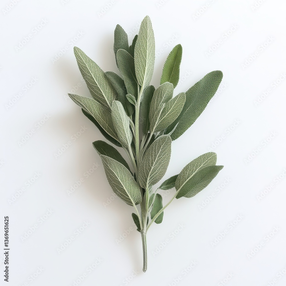 Poster fresh sage sprig showcasing soft velvety leaves suitable for culinary use or herbal remedies in a si