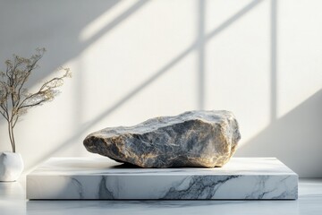 Elegant Stone and Marble Display Platform Minimalist Product Presentation Mockup