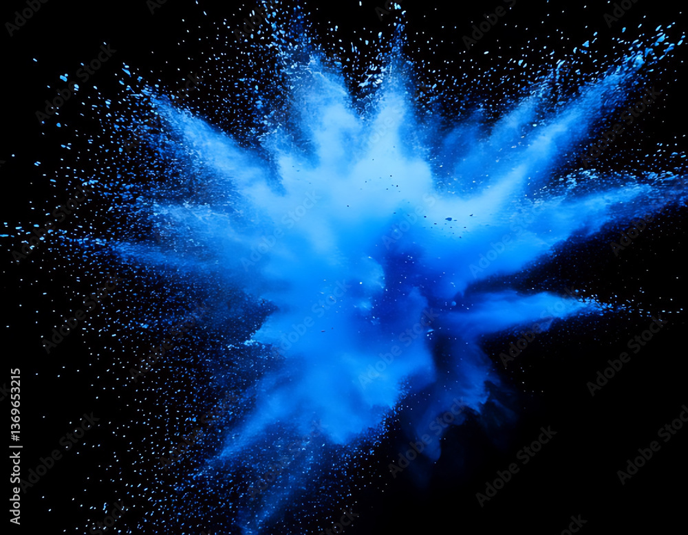 Poster dynamic blue splash action studio abstract visuals dark background macro shot motion art