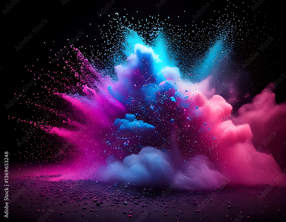 Aufkleber vibrant color explosion studio setting digital art abstract dynamic creative concept