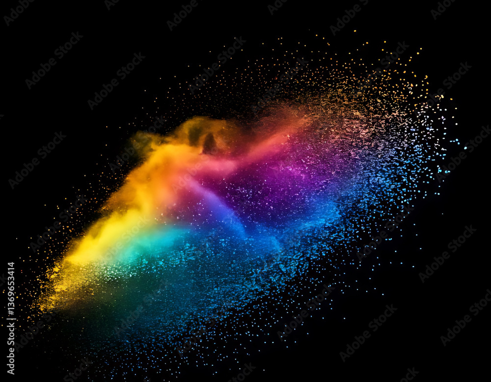 Poster dynamic color splash action abstract studio digital art dark background close-up creativity