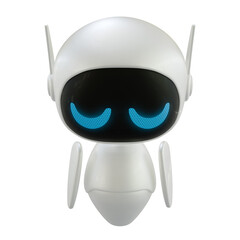 Artificial intelligence personal assistant robot with a sad gesture. Mini robot 3d character.