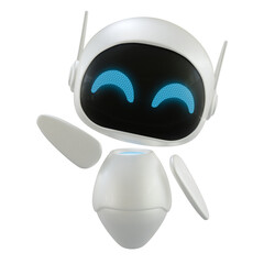Artificial intelligence personal assistant robot with a say hi gesture. Mini robot 3d character.