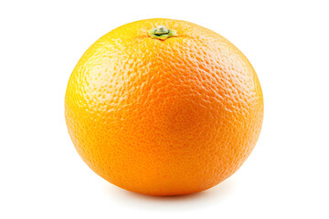 Whole orange isolated on white background showcasing its bright color and dimpled texture