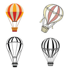 Obraz premium Smooth Hot Air Balloon Vector with Basket and Ropes on White Background | High-Quality Digital Illustration for Designers and Print