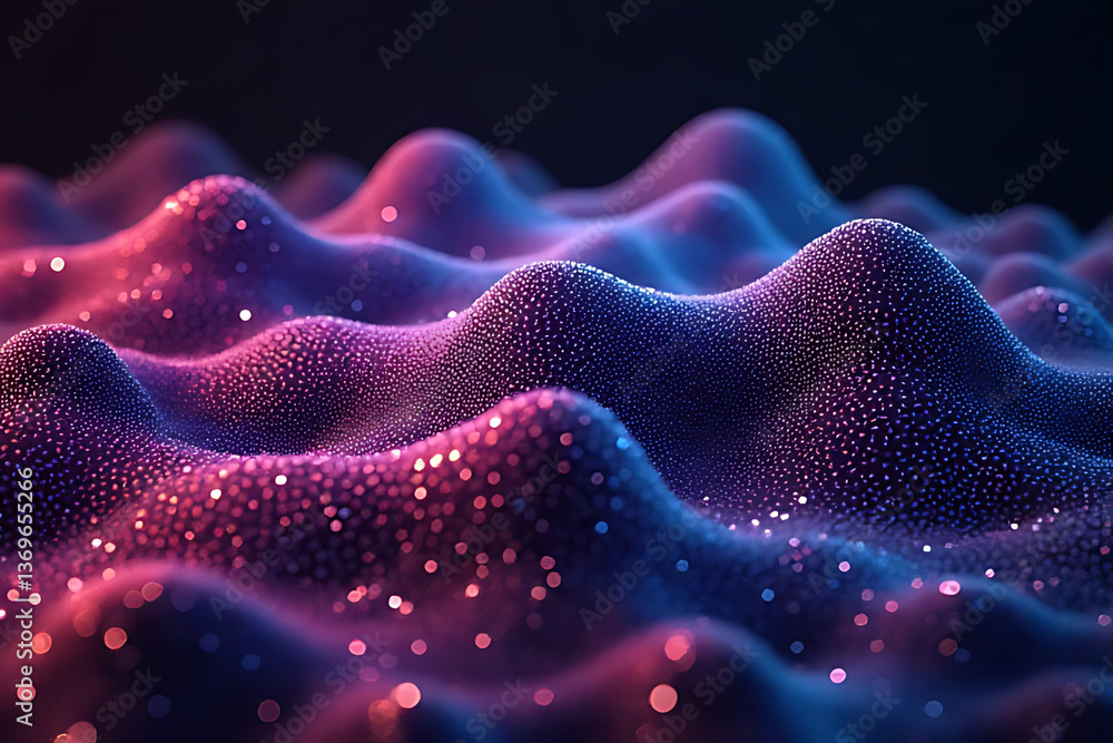 Poster dynamic abstract waves digital realm visual art colorful futuristic textured landscape