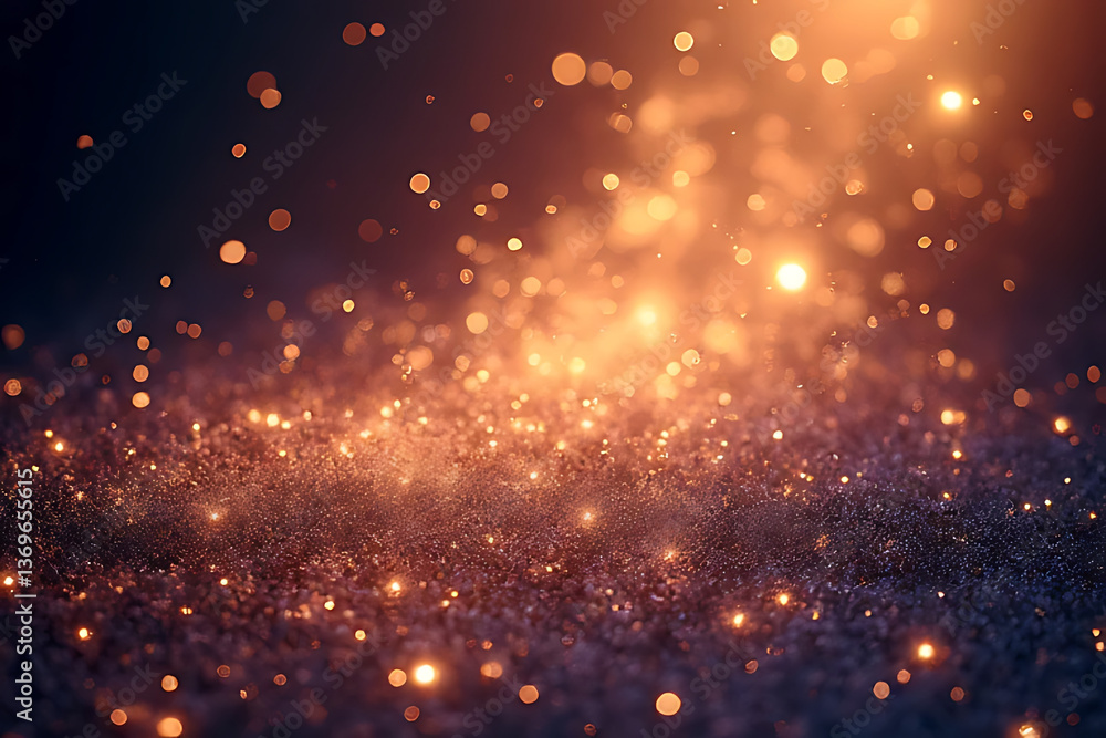 Poster dazzling sparkle display abstract background light particles dark environment close-up view