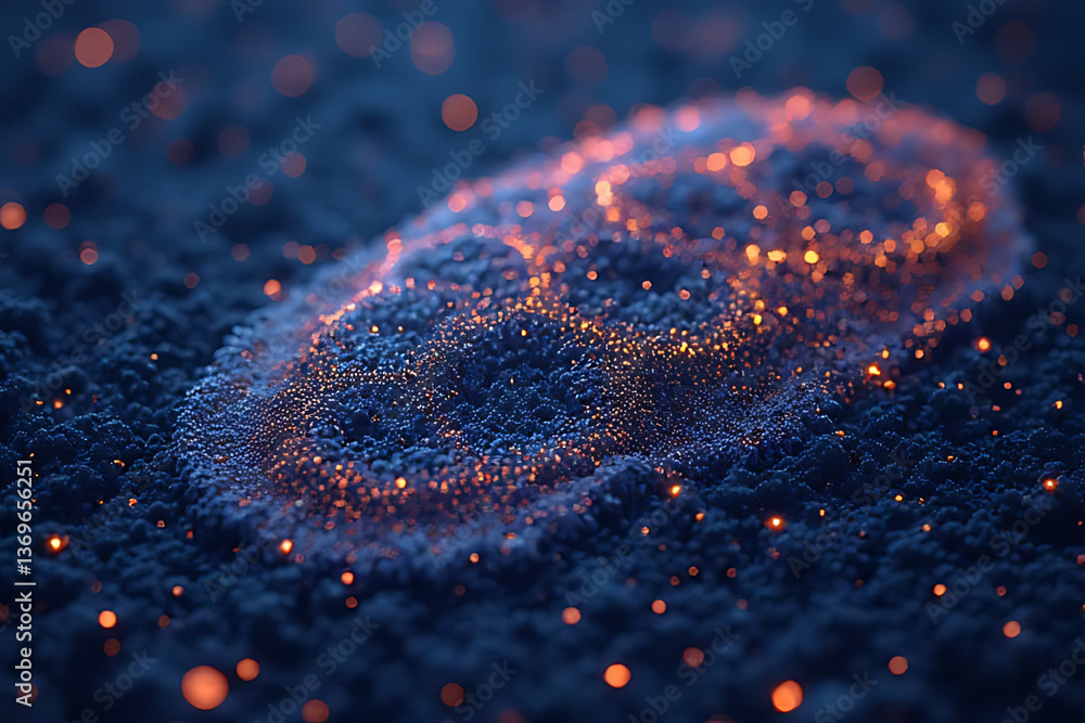 Poster glowing particles create stunning abstract art dark setting macro photography enigmatic atmosphere